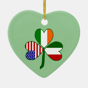 Italiensk Shamrock Grön Bakgrund Julgransprydnad Keramik