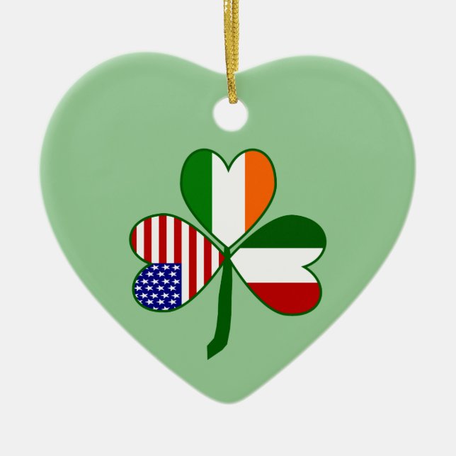 Italiensk Shamrock Grönt Background Julgransprydnad Keramik (Framsidan)