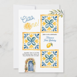 Italiensk sommar 1-års födelsedag Citron Ciao One Inbjudningar