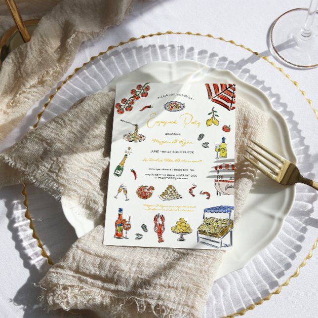 Italiensk sommardoodle-Förlovningsfest Inbjudningar (Skapare uppladdad)