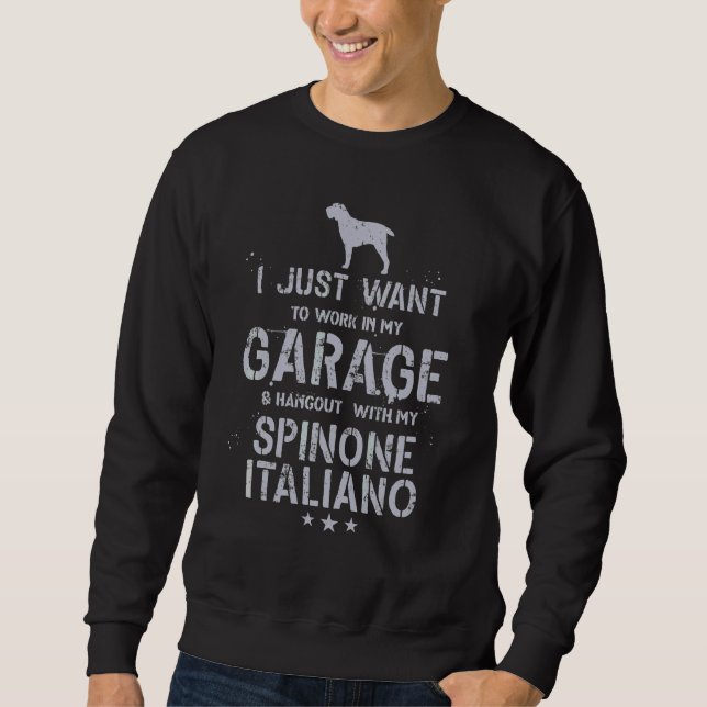 Italiensk Spinone Pappa Garage Män Hänger Lång Ärmad Tröja (Framsida)