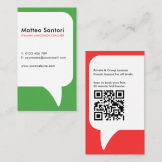 Italiensk språk lärare QR-kod Visitkort