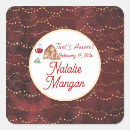 Italiensk Stil Amore Bröllopsfest Fyrkantigt Klistermärke