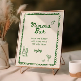 Italiensk Stil Grön Handritad Mimosa Bar Poster