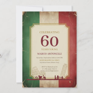 Italiensk Vintage 60-års Födelsedagsinbjudan Inbjudningar
