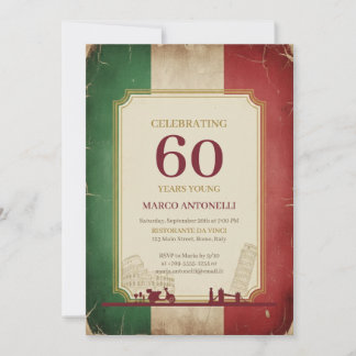 Italiensk Vintage 60-års Födelsedagsinbjudan Inbjudningar