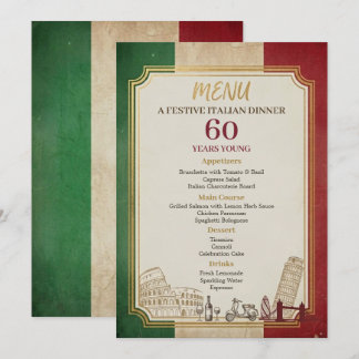 Italiensk Vintage 60-årsfirande Middagsmeny Meny