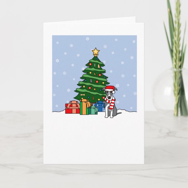Italiensk vinthund som tjuter den bra julkortet helgkort (Framsida)