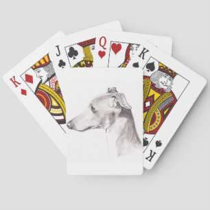 Italiensk vinthundhundkonst som leker kort casinokort