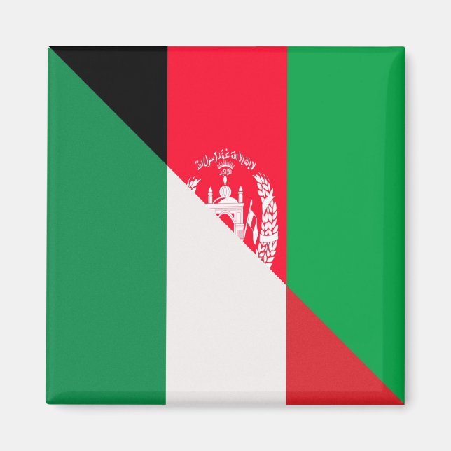 Italienska Afghanistan-Flagga | Hälften av den afg Magnet (Framsidan)