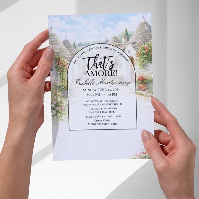 Italienska Alberobello That's Amore Bröllopsfest Inbjudningar (Italian Alberobello That’s Amore Bridal Shower Invitations
)
