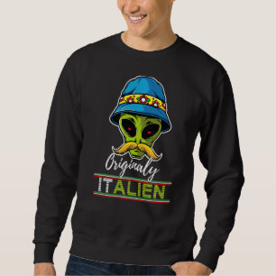 Italienska Alien Pun Italien Moustach Italienska Lång Ärmad Tröja