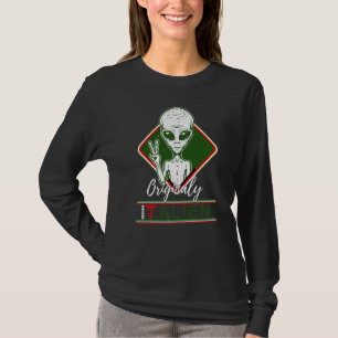 Italienska Alien Pun Italien Moustach Italienska T Shirt
