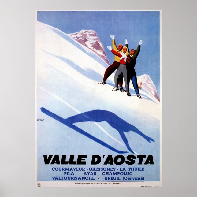 Italienska Alpernor reser vintage vintertid Poster (Framsidan)