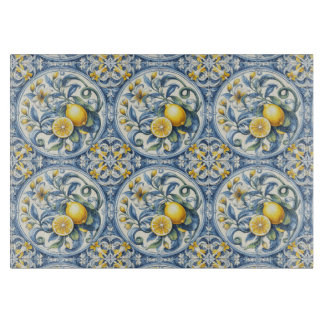 Italienska Amalfi blå vita plattor citroner