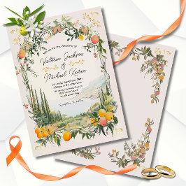 Italienska Amalfi Coastal Lemon blommigt Bröllop Inbjudningar