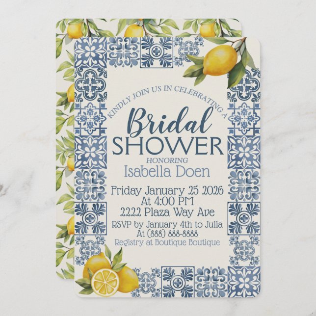 Italienska Amalfi-kust tematiserad bröllchdusch fö Julkort (Fram/baksida)