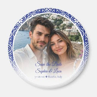 Italienska Amalfi-kusten Blå Kakel Foto Spara Datu Magnet