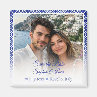 Italienska Amalfi-kusten Blå Kakel Foto Spara Datu Magnet