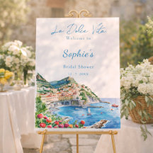 Italienska Amalfi-kusten Bröllopsdusch Välkomstsky