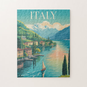 Italienska Amalfi-kusten Illustration Resa Konst V Pussel