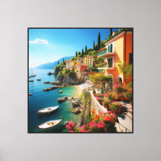 Italienska Amalfi-kusten Sträckt Canvas Väggkonst
