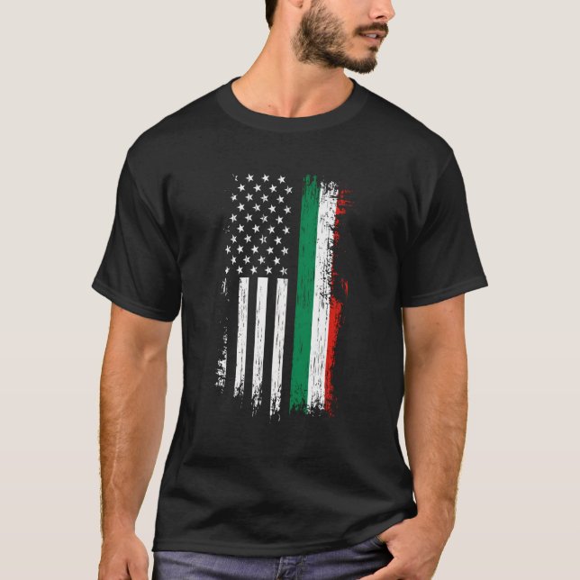 Italienska amerikanska Flagga Pride Italien Usa T Shirt (Framsida)