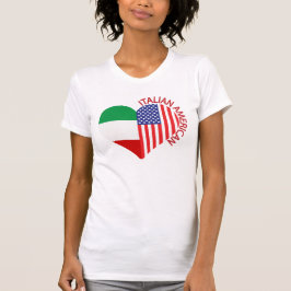 Italienska amerikanska Pridet Flagga Heart Design T Shirt