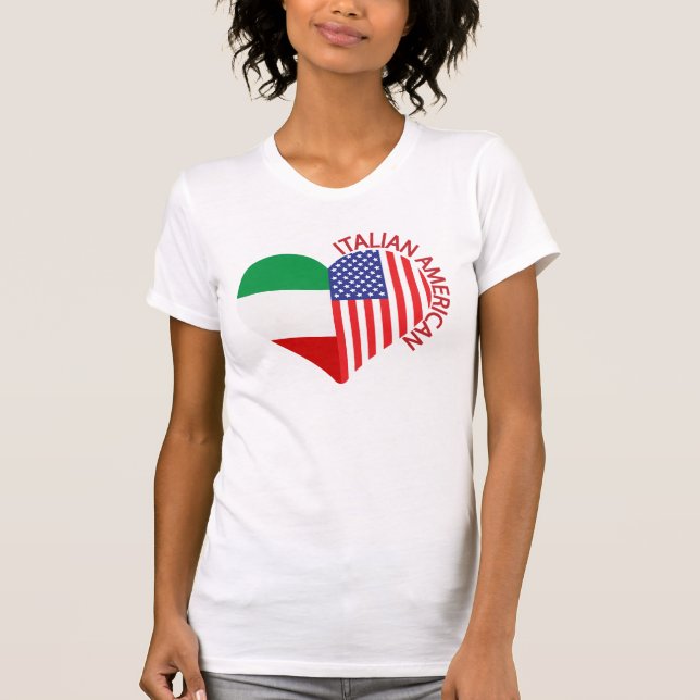 Italienska amerikanska Pridet Flagga Heart Design T Shirt (Framsida)