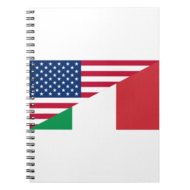 Italienska amerikanska Pridet US Italien Flagga Anteckningsbok (Framsidan)