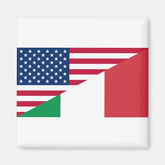Italienska amerikanska Pridet US Italien Flagga Magnet (Framsidan)