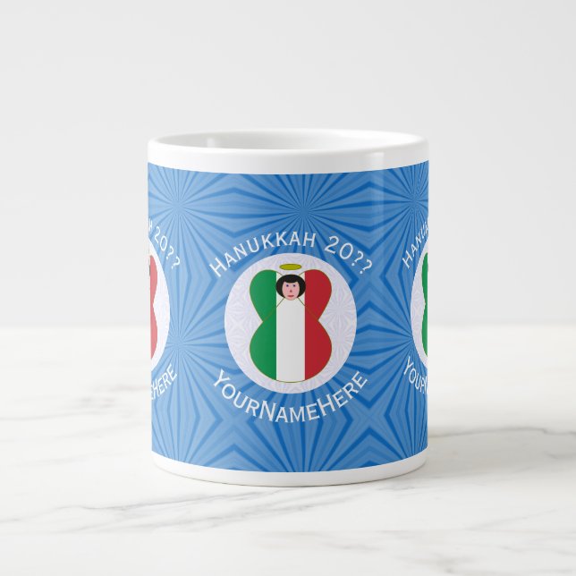Italienska Angel Flagga för Hanukkah Jumbo Mugg (Framsidan)