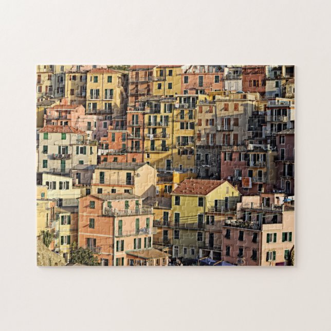 Italienska Apartment Living in Manarola Puzzle Pussel (Horisontell)