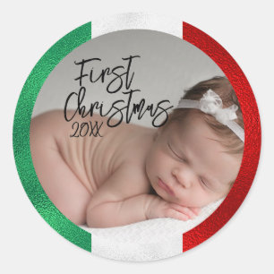 Italienska baby:s första jul runt klistermärke