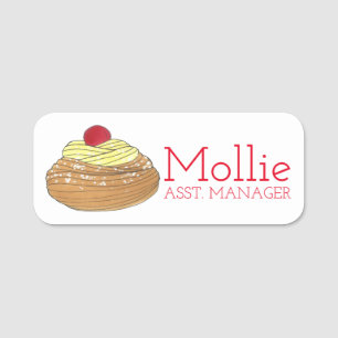 Italienska bakeriet Cafe Zeppole Pastry Dessert Namnbricka