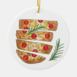 Italienska bakeriet Focaccia Olive Oil Bread Tomat Julgransprydnad Keramik