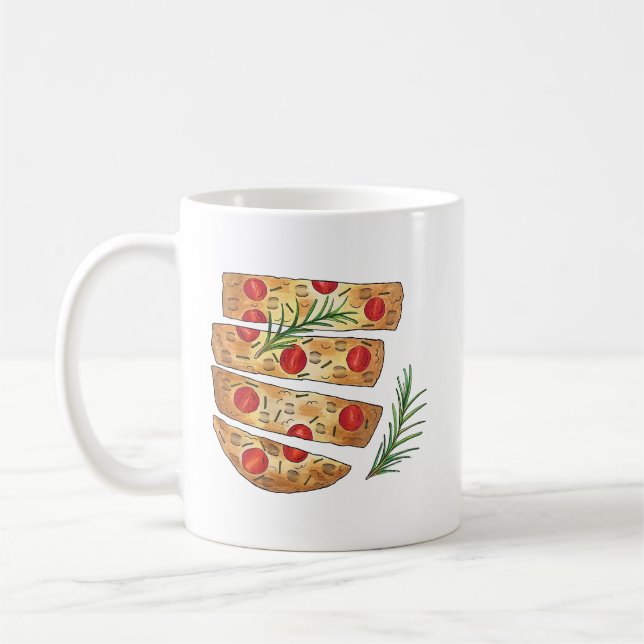 Italienska bakeriet Focaccia Olive Oil Bread Tomat Kaffemugg (Vänster)