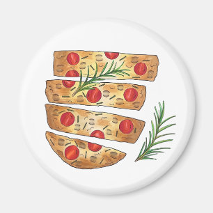 Italienska bakeriet Focaccia Olive Oil Bread Tomat Magnet