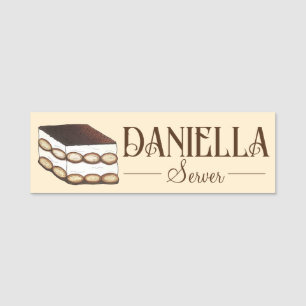 Italienska bakeriet Tiramisu Dessert Food Midinner Namnbricka