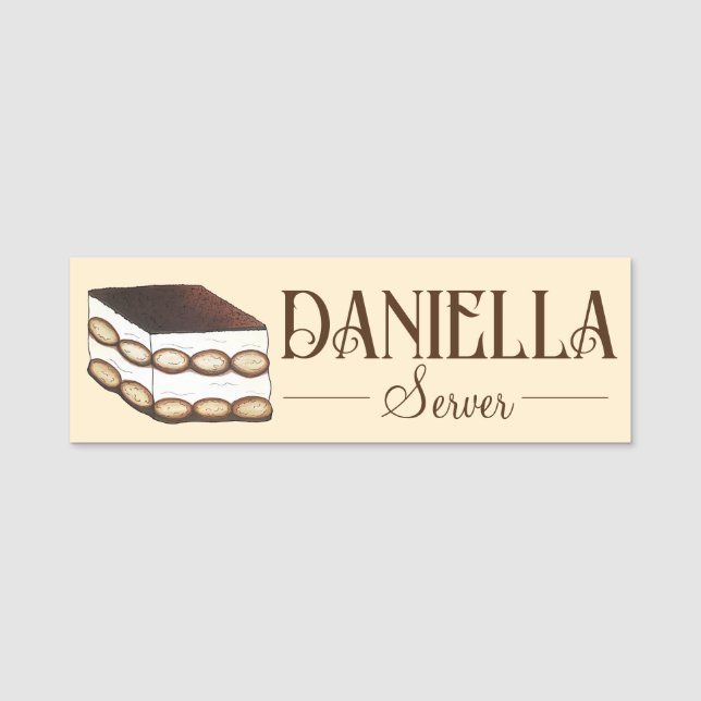 Italienska bakeriet Tiramisu Dessert Food Midinner Namnbricka (Framsida)