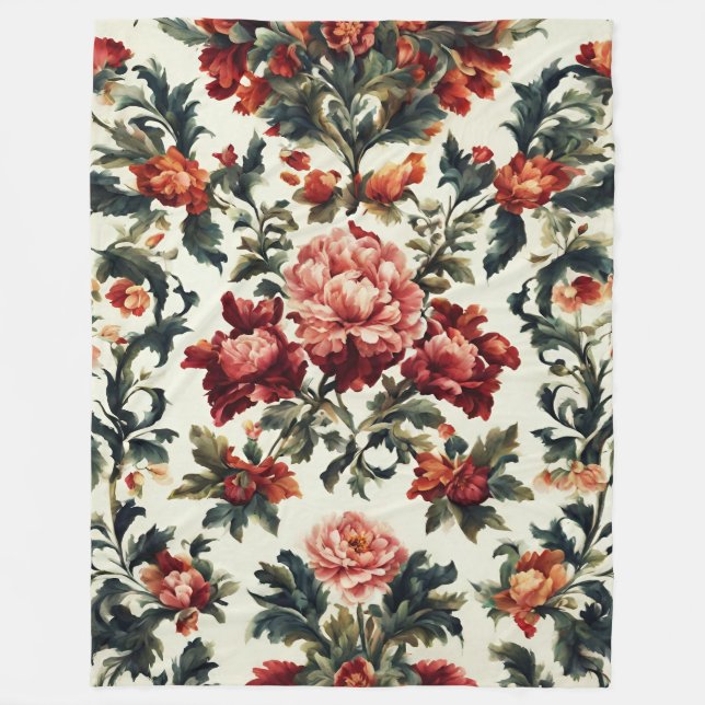 Italienska Baroque. Chic Flowers and Löv Fleecefilt (Framsidan)