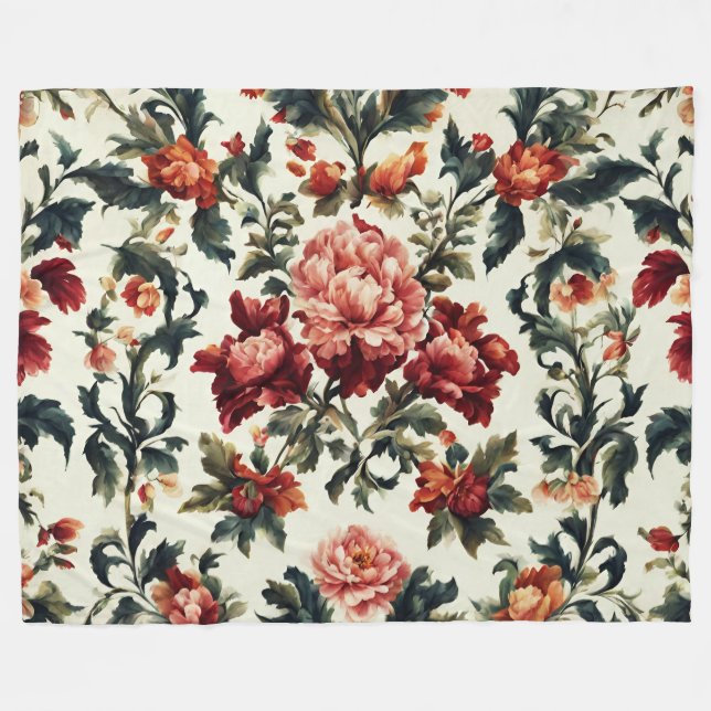 Italienska Baroque. Chic Flowers and Löv Fleecefilt (Framsidan (Horisontell))