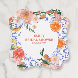 Italienska blå kakel medelhavet Bröllopsdusch Gåvor Etiketter