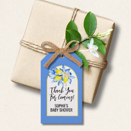 Italienska blå kakelplattor, Hej bebis, Gula citro Presentetikett