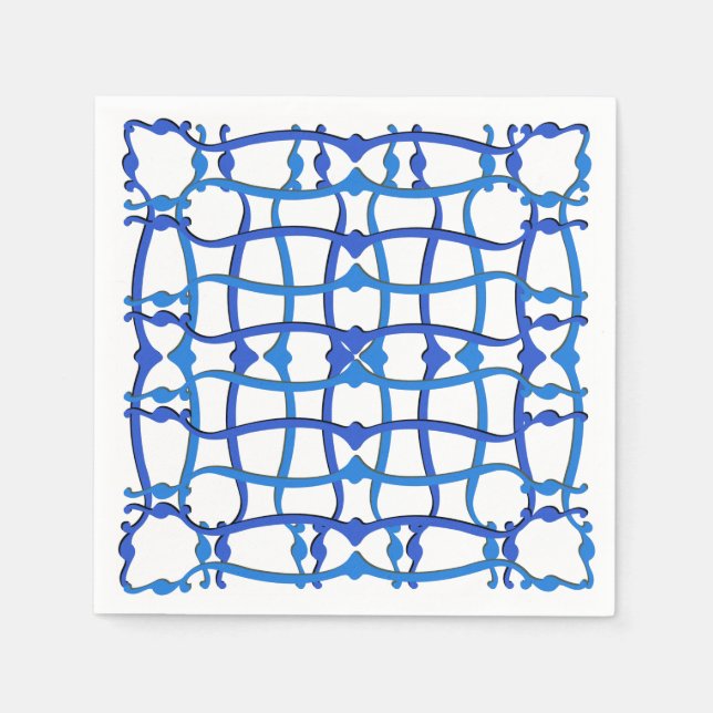 Italienska blå ornament party villa pappersservett (Framsidan)