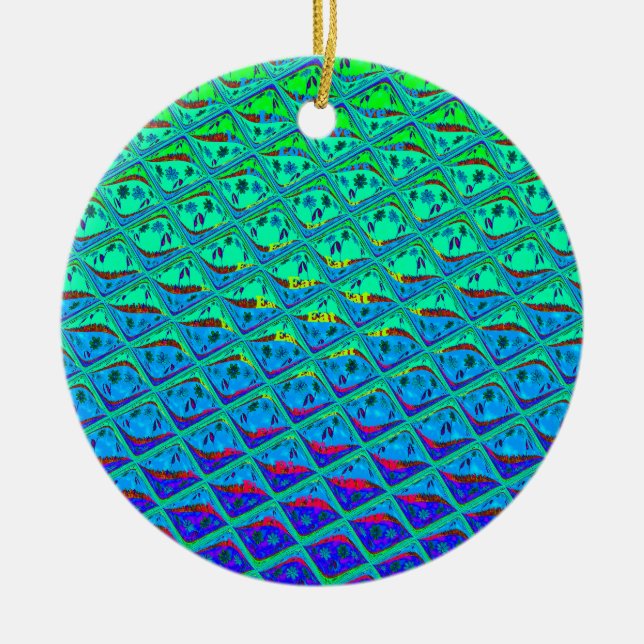 Italienska blå Sjöjungfru Motif Art-utskrift Julgransprydnad Keramik (Framsidan)