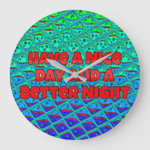 Italienska blå Sjöjungfru Motif Art-utskrift Stor Klocka