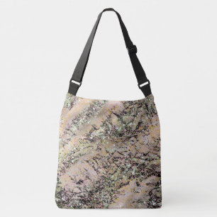 Italienska Black Marble-utseendet med Rosa Sparkle Axelväska