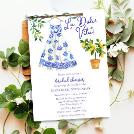 Italienska Blue Dress La Dolce Vita Möhippa Inbjudningar