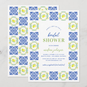 Italienska Blue Lemon Tile Ram Möhippa Inbjudningar